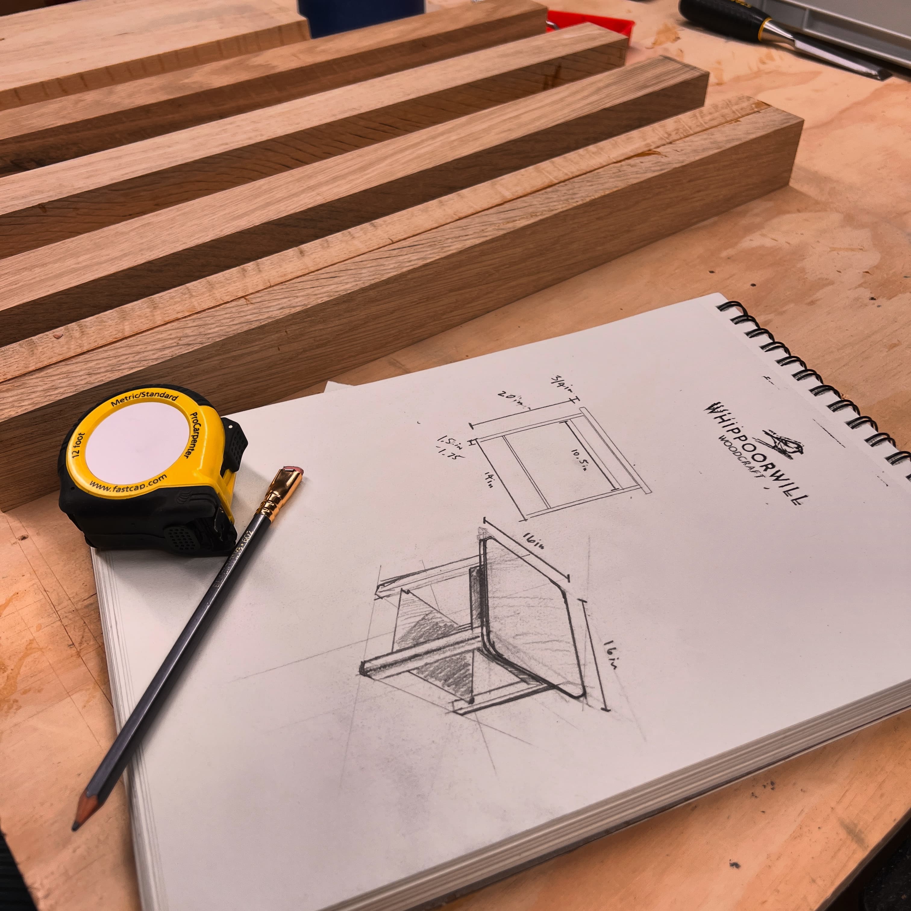Custom furniture design sketch and planning
