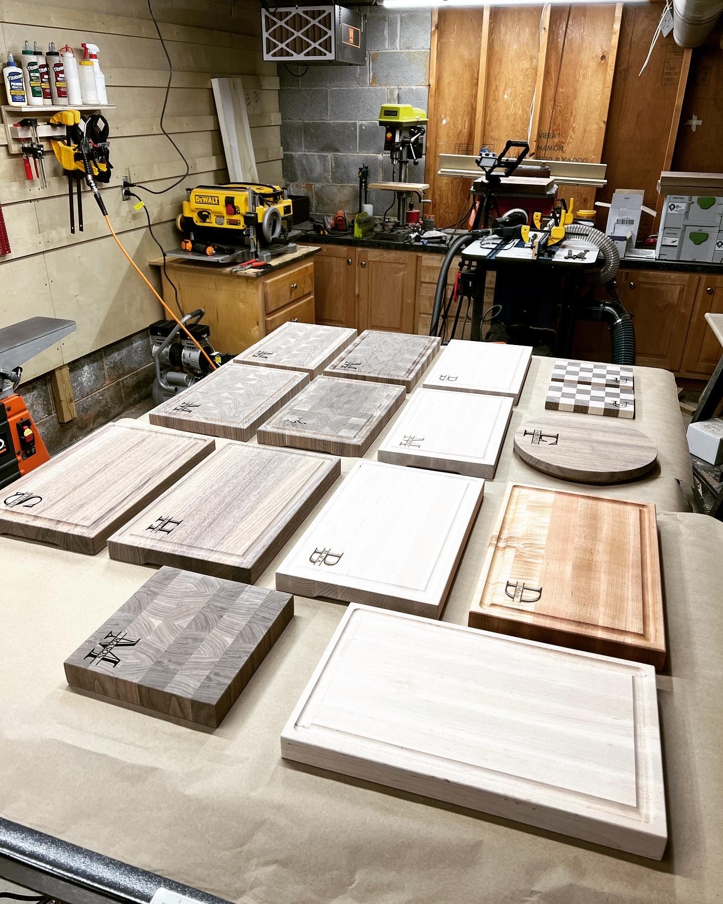 Workshop cutting board collection in production
